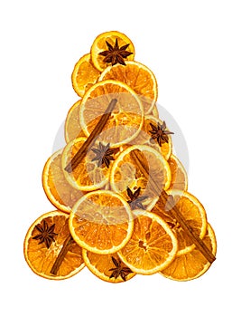 Dry Oranges Slices Snack and Cinnamon Background