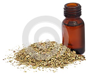 Dry oregano and essential oil