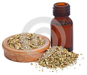 Dry oregano and essential oil