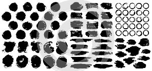 Dry paint stains brush stroke backgrounds set.