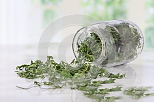 Dry parsley in glass jar