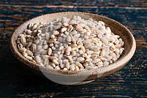 Dry Pearled Barley in a Bowl