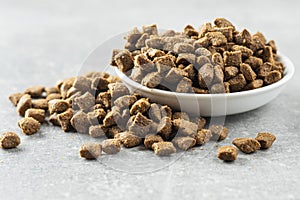 Dry pet food. Kibble dog or cat food