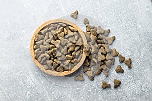 Dry pet food. Kibble dog or cat food