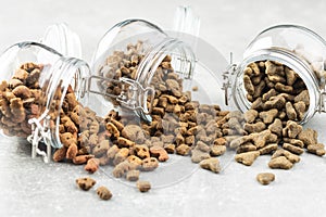 Dry pet food. Kibble dog or cat food