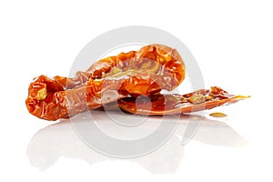 Dry red cherry tomato  on white