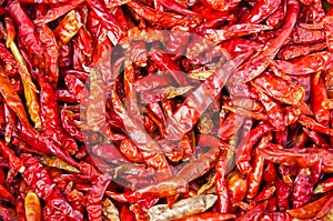 Dry red chili peppers