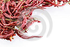 Dry red chili on white background