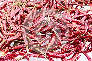 Dry red chili on white background