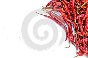 Dry red chilly with white background