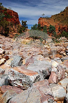 Dry river bed at Western MacDonnell Ranges photo