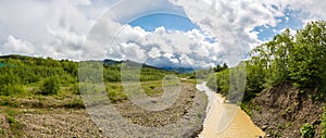 Dry river in summer day