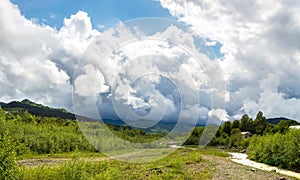 Dry river in summer day