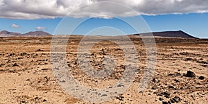 Dry and rocky desert landscape w