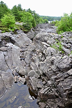 Dry rocky riverbed in the Muskoka region