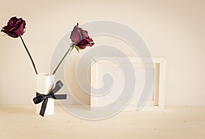 Dry rose with frame picture