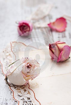Dry rose and old letters