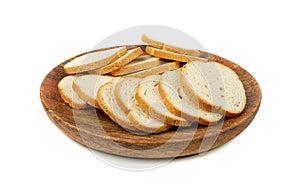 Dry Round Crackers Isolated, Sliced French Baguette Bread, Crunchy Croutons, Bruschetta Crackers, Round Rusks