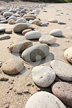 Dry round and soft river rocks photo