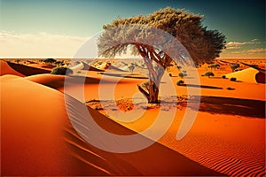 Dry sahel zone desert landscape, ai generated illustration