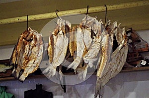 Dry salty fish display on a traditional seamarket Honduras photo