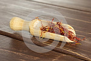 Dry shaffron thread on brown wood