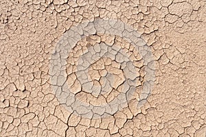 Dry soil ground cracks background texture in drought
