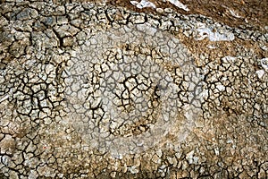 Dry soil surface with deep cracks textured background. Dried and cracked soil. Climate change. Desertification. Cracked earth,