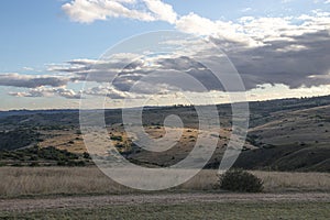 Dry South African Plains with Cloudy Blue Sky