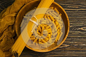 Dry spaghetti cuisine  various wooden   various cooking delicious  background ingredient, uncooked