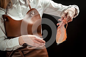 Dry Spanish ham, Jamon Serrano, Iberian ham cutter. Slicing Spanish jamon iberico. Spanish jamon and traditional food