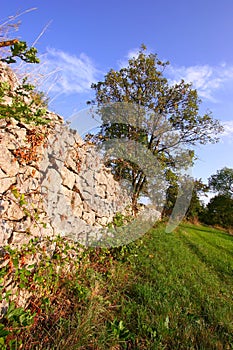 Dry stone wall in countryside