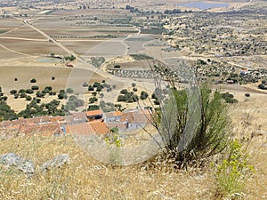 Dry summer landscape panorama in the Extremadura - Spain