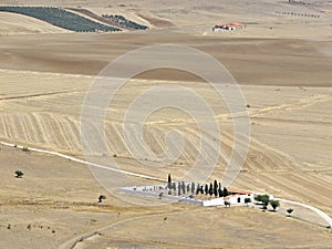 Dry summer landscape panorama in the Extremadura - Spain