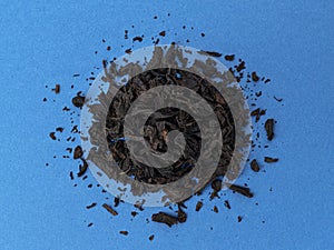 Dry tea leaves background or texture, black tea pattern