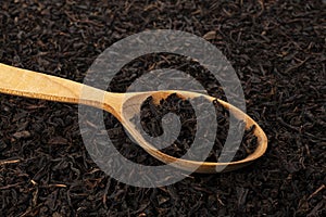 Dry tea leaves background or texture, black tea pattern