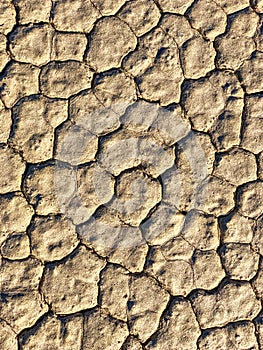 Dry terrain. Drought land. Cracked ground texture background. Ground pattern. Death Valley National Park