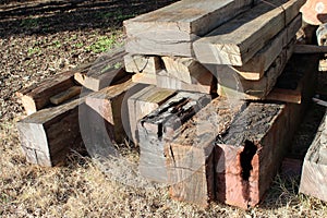 Dry timber from old wooden jetty