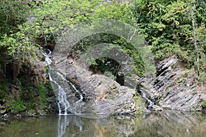 almost dry tiny waterfall of the Elz above the small lake
