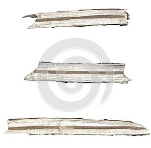 Dry tree twigs branches isolated on white background. set pieces of broken wood plank.  collage small wood chips close-up