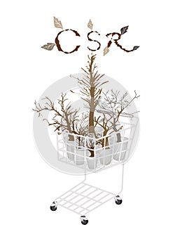 Dry Trees in Shopping Cart with CSR Concepts