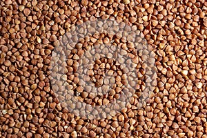 Dry Uncooked Brown Buckwheat Groats Background