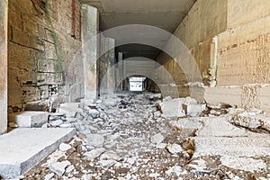 Dry water channel on the Danube in Regensburg, Germany