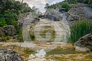 Dry waterfall of the Sieste river, northern Aragon Spain