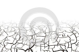 Dry white soil with black cracks wasteland landscape