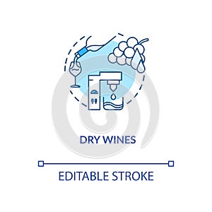 Dry wines concept icon. Winetasting, winemaking idea thin line illustration. Alcohol drink with no residual sugar