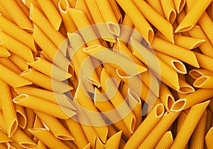 Dry yellow penne pasta