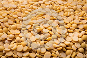 Dry yellow split peas isolated on white background Soybean halv