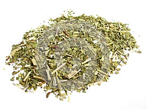 Dry yerba mate leaves photo