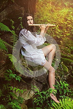 Dryad playing flute after the rain